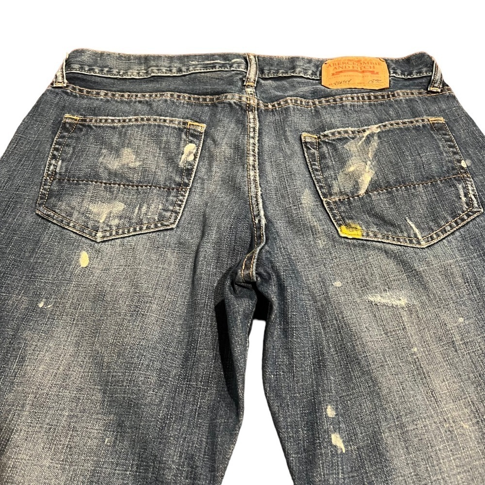 Abercrombie & Fitch Men’s Button Fly Distressed Jeans Paint Splatter Low Rise 34 - Picture 3 of 12